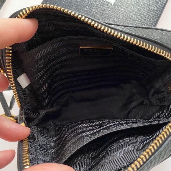 Prada Textured Black Crossbody Bag with Gold Details - Picture 3 of 6